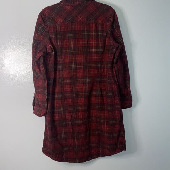 Territory Ahead Womens Size 14 Corduroy Dress Snap Button Long Sleeve Plaid Red - Picture 6 of 6